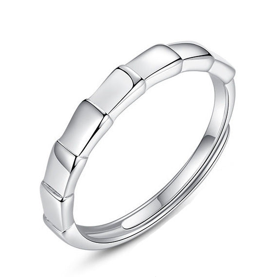 Silver Couple Ring With Simple Geometric Design Unisex Jewelry Gift Souvenir For Women And Men Great Gift Idea