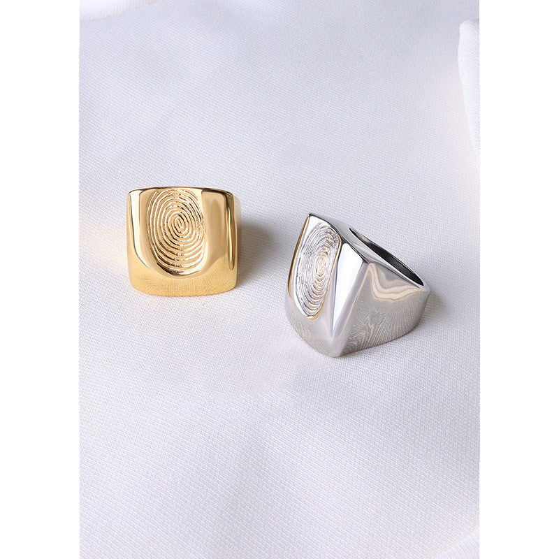Exaggerated Fingerprint Decryption Personality Casting Ring Female Index Finger Ring