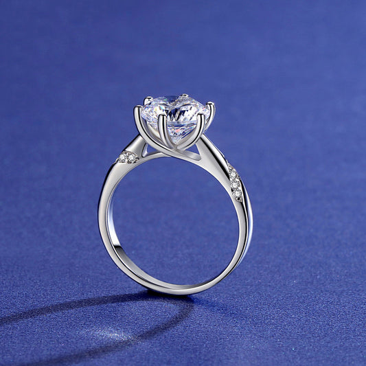 Women's Adjustable Ring Six Prong Moissanite Ring Diamond Fashion Ring High Quality Silver Ring New Design New
