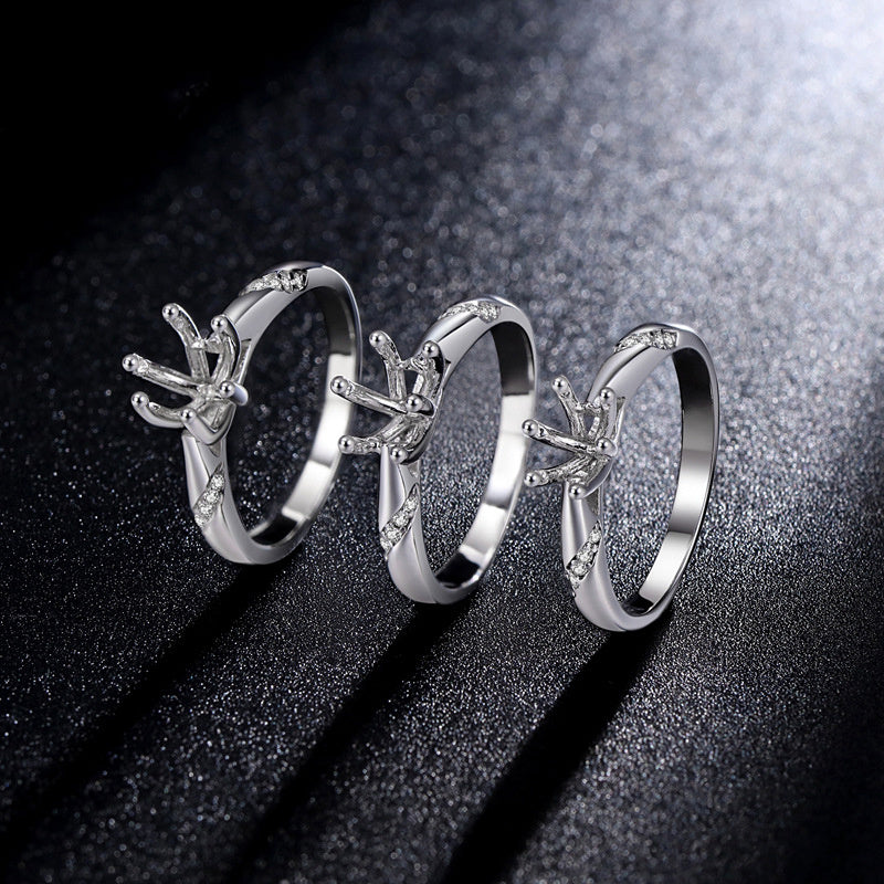 Women's Adjustable Ring Six Prong Moissanite Ring Diamond Fashion Ring High Quality Silver Ring New Design New