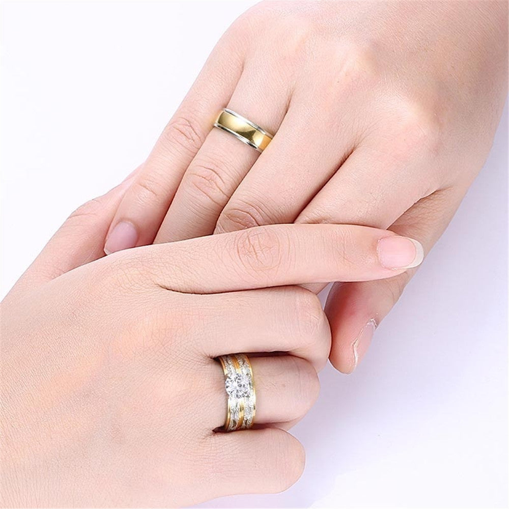 Couple Rings Electroplated Diamond Ring Design Fashion Retro Style Alloy Inlaid Gems Wedding Bands For Couples