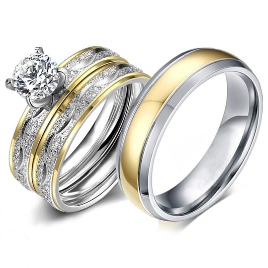Couple Rings Electroplated Diamond Ring Design Fashion Retro Style Alloy Inlaid Gems Wedding Bands For Couples