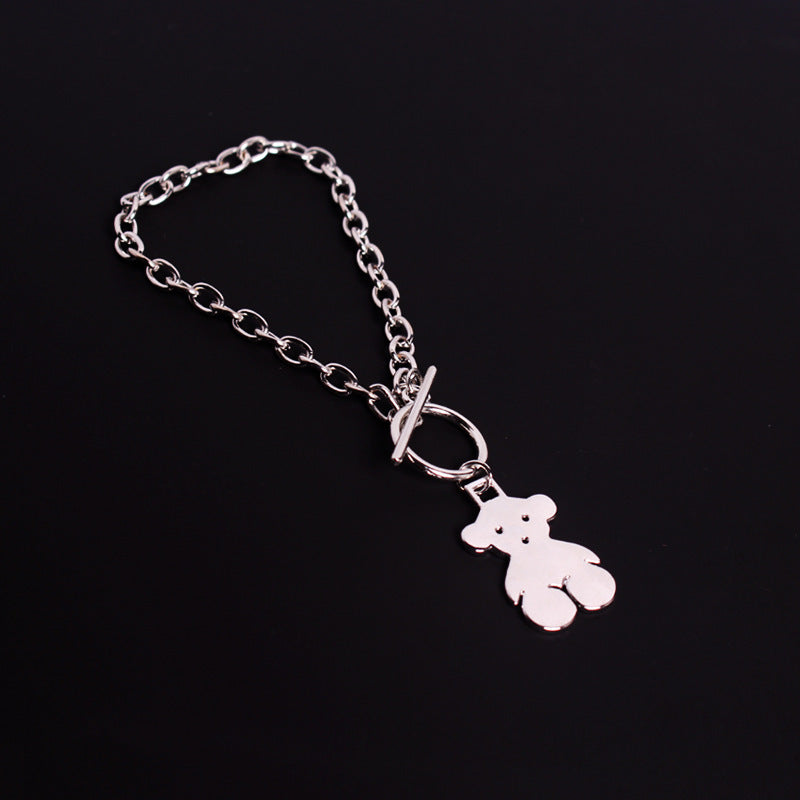 Unisex Alloy Bracelet Electroplated Retro Design Round Noodle Bear Charms With Smiley Lettering Glossy Finishes