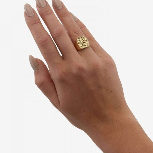 Retro Meteor Ring With Sky Moon Crater Design Metal Ring