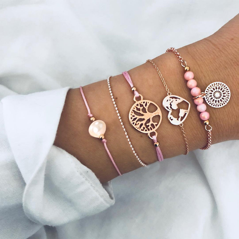 Unisex Vintage Turquoise Tassel Bangle Bracelet Inlaid Gem Stones Electroplated Alloy Travel Souvenir Trending