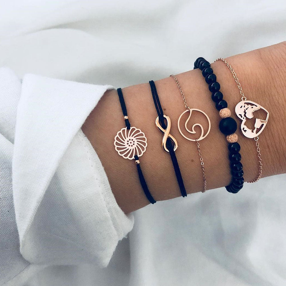 Unisex Vintage Turquoise Tassel Bangle Bracelet Inlaid Gem Stones Electroplated Alloy Travel Souvenir Trending