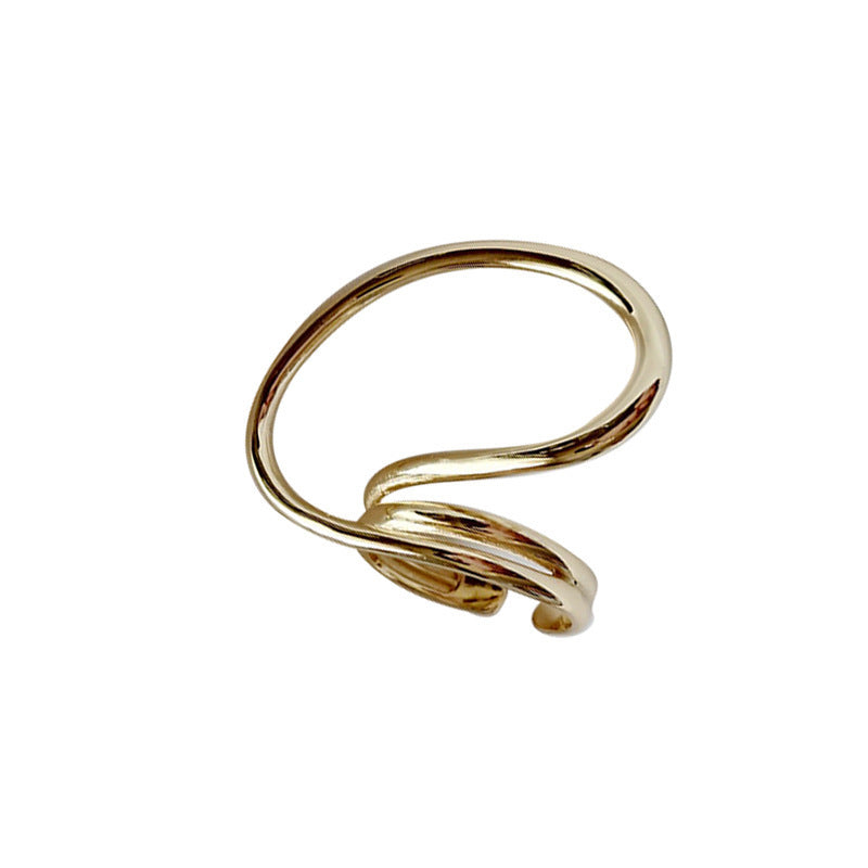Golden Plated Silver Twist Ring Multilayer Jewelry Elegance
