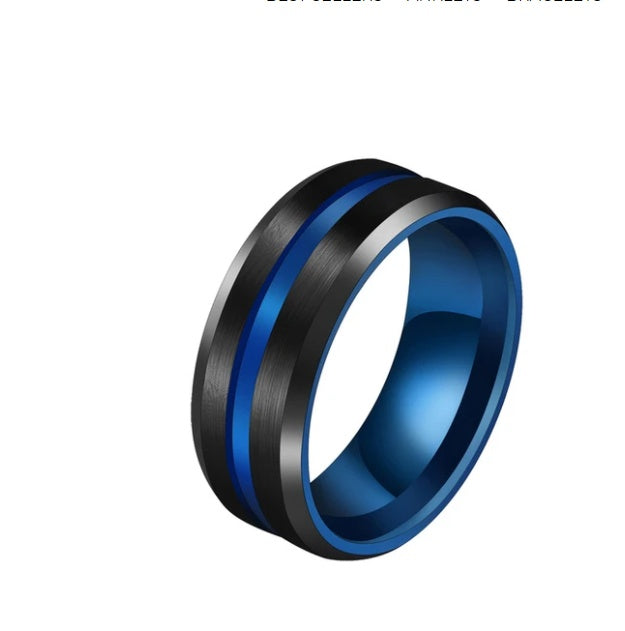 Unisex Stainless Steel Ring Geometric Two Tone Design Band 8mm Wide European Festival Gift For Everyday Styled