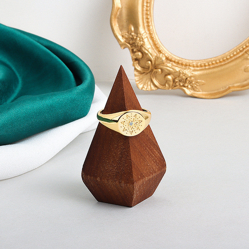 Sun Ring For Women Copper Electroplated Jewelry With Frost Wind Diamond Design Simple Sun Ring European Designs