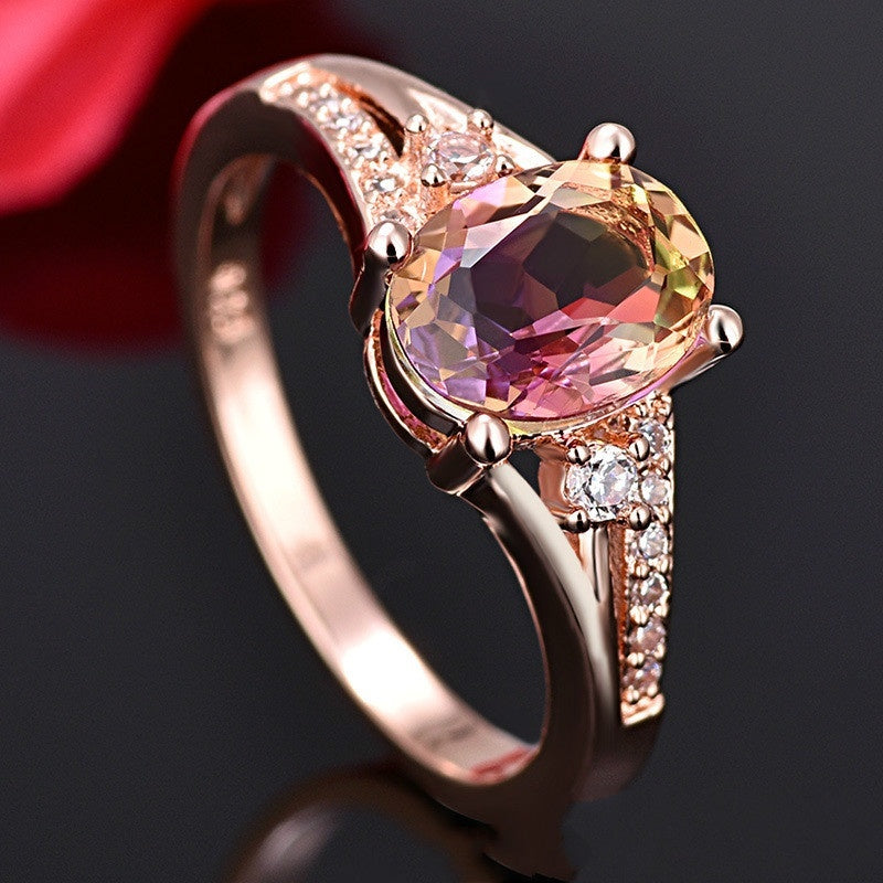Gold Plated Crystal Ring Square Diamond Opal Geometric Retro Style for Everyday Fashion Jewelry Versatile Look