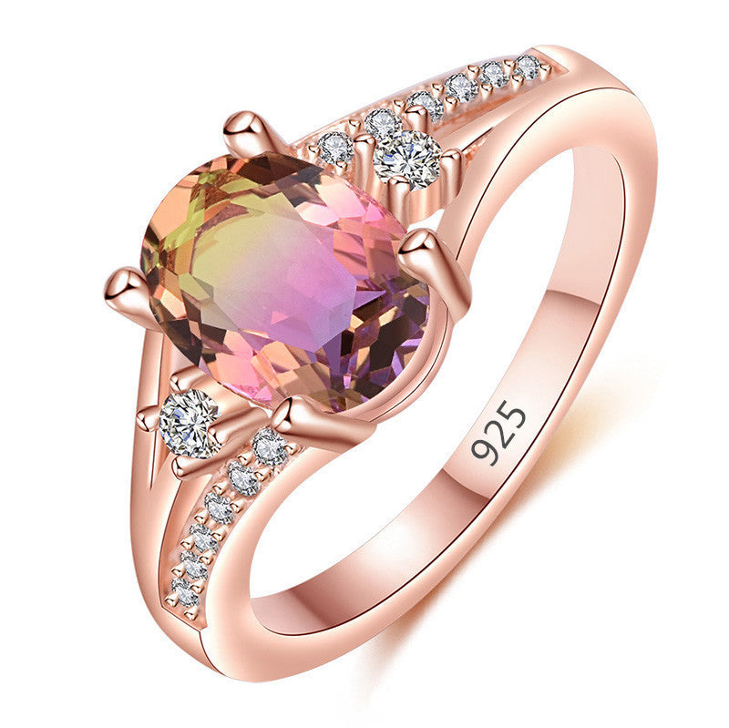 Gold Plated Crystal Ring Square Diamond Opal Geometric Retro Style for Everyday Fashion Jewelry Versatile Look