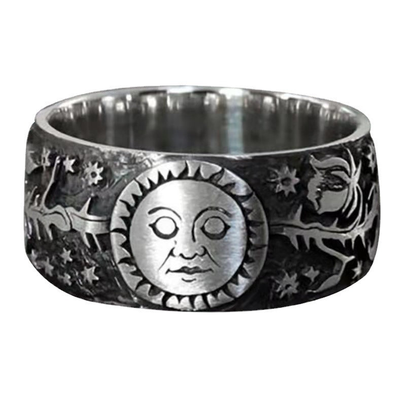 Vintage Smiley Flower Ring Electroplated Metal Unisex U Shaped Design Fashion Packed Holiday Gift Fashion Ring