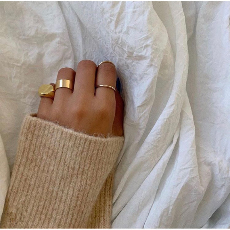 Womens Lightweight Titanium Steel Gold Band Ring Geometric Designs Individually Packed For Her Fashion Jewelry