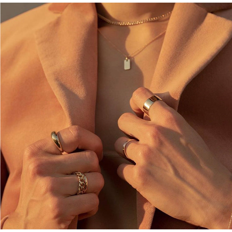 Womens Lightweight Titanium Steel Gold Band Ring Geometric Designs Individually Packed For Her Fashion Jewelry