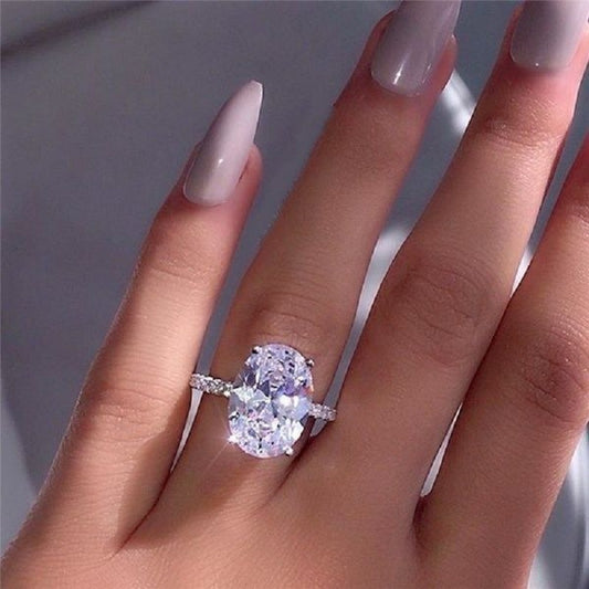 Gold Plated Womens Ring With Oval Simulated Diamond Dove Egg Shape Metal Ring European Design Classy Style Now