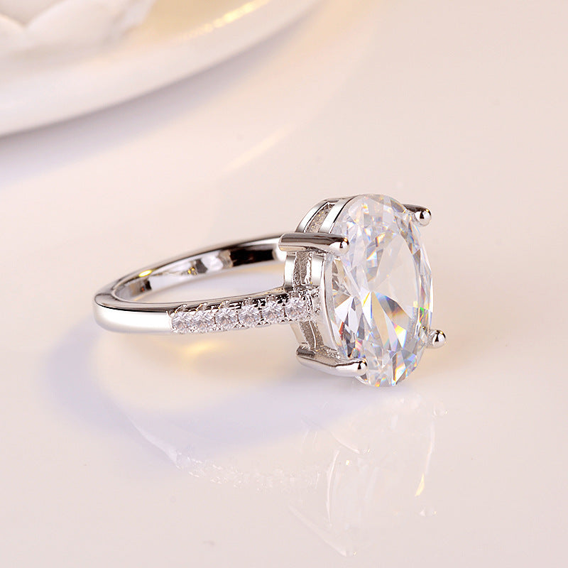 Gold Plated Womens Ring With Oval Simulated Diamond Dove Egg Shape Metal Ring European Design Classy Style Now