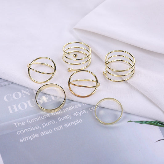 Womens Set Geometric Statement Fashion Rings European American Design Electroplated Jewelry Rings Birthday Gift