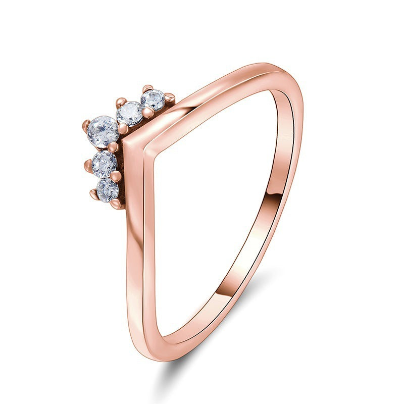 Sterling Silver Crown Ring For Women Stacking Ring European American Design Zircon Tail Ring Travel Souvenir Gift