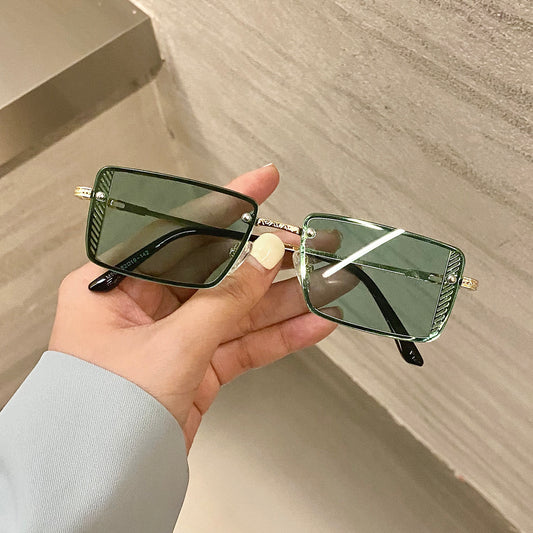 Square Retro Sunglasses Resin Lens Eyewear For Round Long Square And Oval Faces Street Style Wear Unisex For Daily Use
