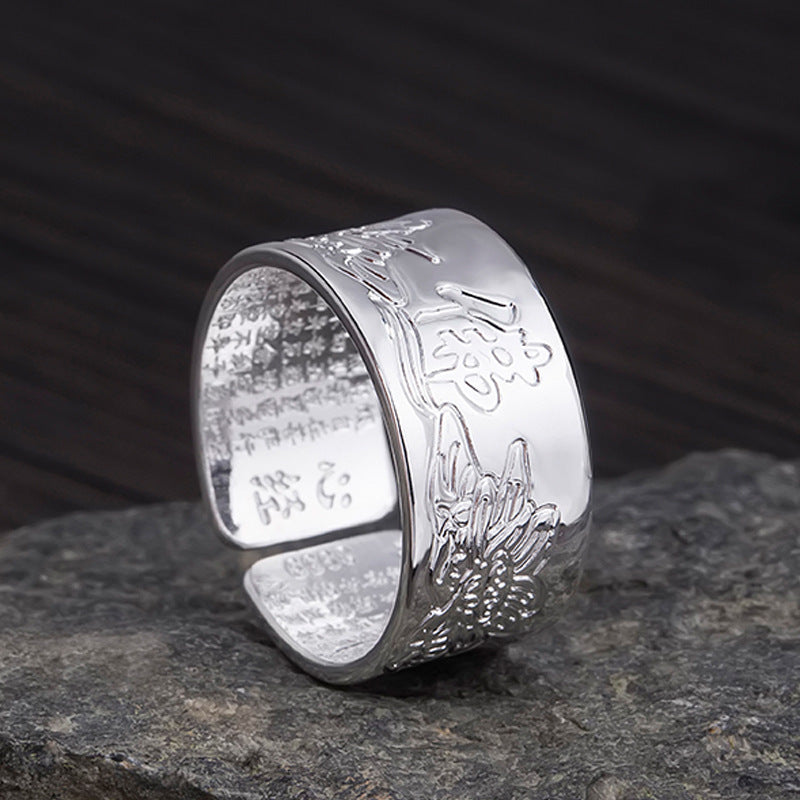 Mens Silver Buddha Ring Personalized Buddhist Amulet High High Fashion Ring Retro Design Religious Amulet Ring