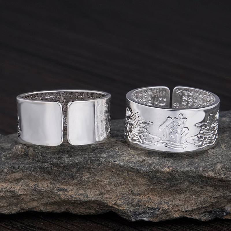 Mens Silver Buddha Ring Personalized Buddhist Amulet High High Fashion Ring Retro Design Religious Amulet Ring