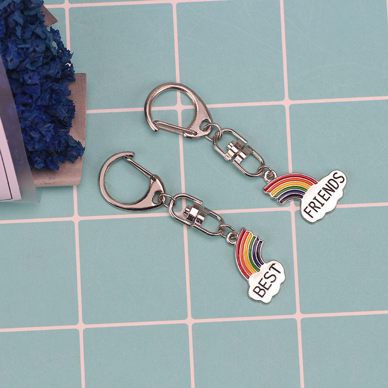 Rainbow Cloud Keychain Couple Friendship Pendant Alloy With Electroplating Finish Gifts Or Keyring Decorations