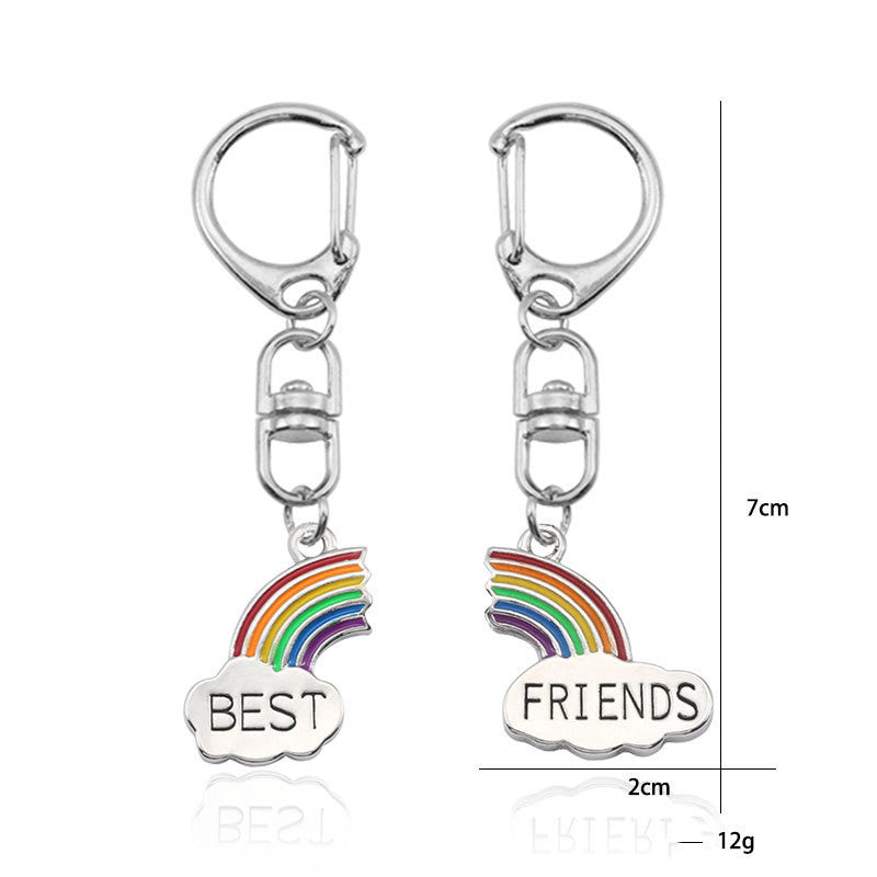 Rainbow Cloud Keychain Couple Friendship Pendant Alloy With Electroplating Finish Gifts Or Keyring Decorations