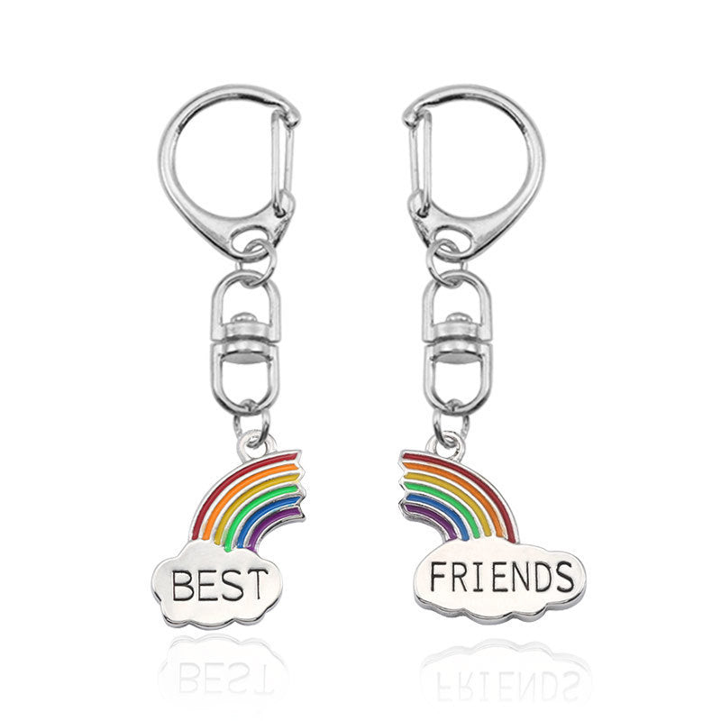 Rainbow Cloud Keychain Couple Friendship Pendant Alloy With Electroplating Finish Gifts Or Keyring Decorations