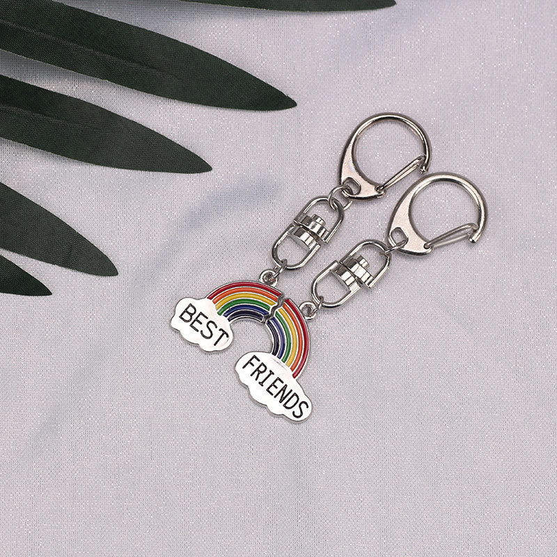 Rainbow Cloud Keychain Couple Friendship Pendant Alloy With Electroplating Finish Gifts Or Keyring Decorations