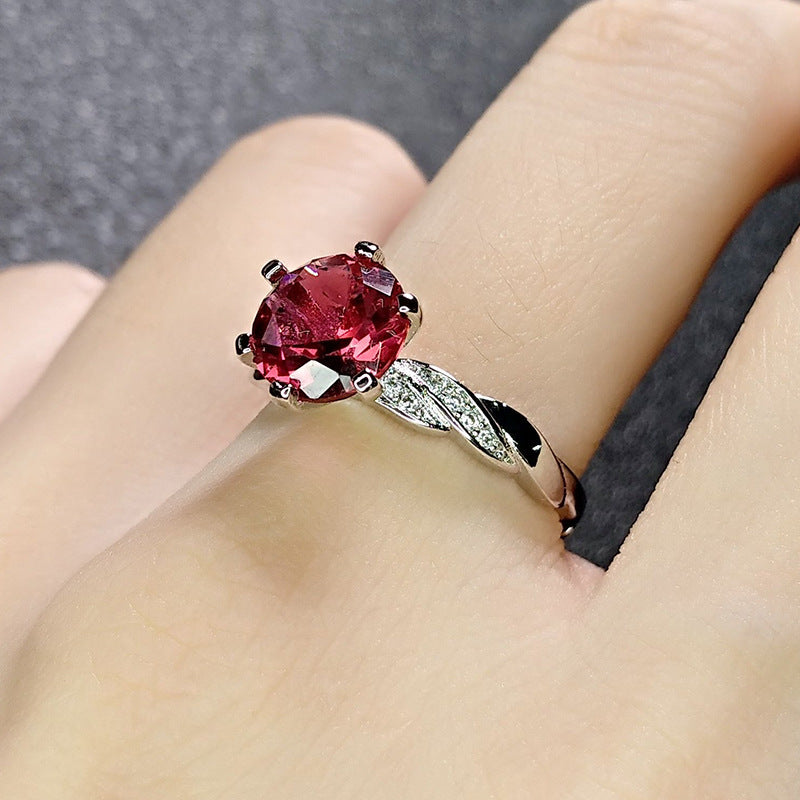 Womens Geometric Ring Claw Red Crystal Ring Diamond Ring Individually Packed Electroplated Ring Perfect Holiday