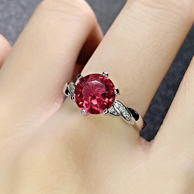 Womens Geometric Ring Claw Red Crystal Ring Diamond Ring Individually Packed Electroplated Ring Perfect Holiday