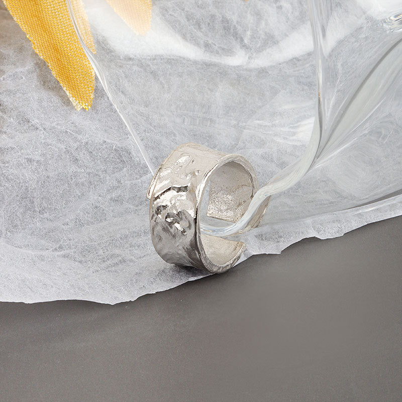 Womens Ring Geometric Pattern Wide Face Adjustable Open Ring Electroplating Finish Individually Packed Jewelry