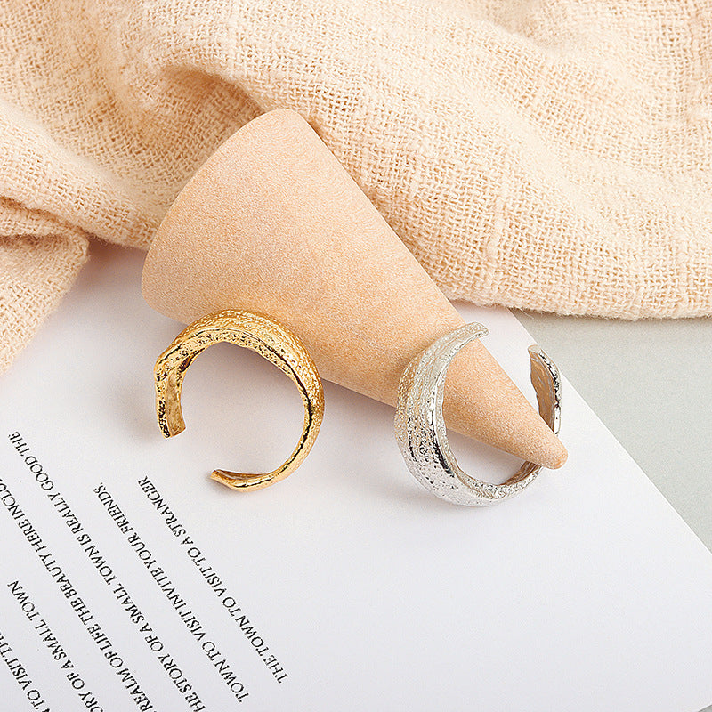 Womens Adjustable Ring Concave Convex Design Gold Foil Ring Silver Foil Ring Crepe Paper Unique Accessory Great Gift