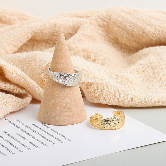 Womens Adjustable Ring Concave Convex Design Gold Foil Ring Silver Foil Ring Crepe Paper Unique Accessory Great Gift