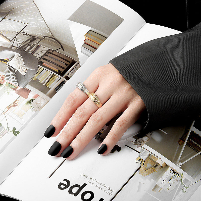 Womens Adjustable Ring Concave Convex Design Gold Foil Ring Silver Foil Ring Crepe Paper Unique Accessory Great Gift