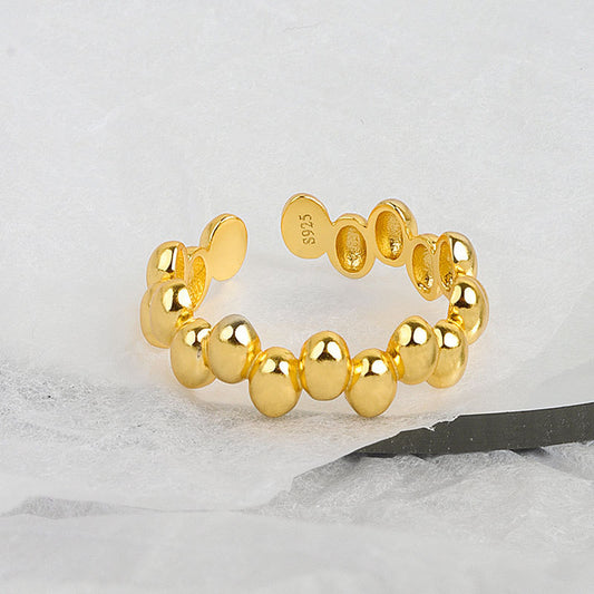 Women Geometric Oval Ring Adjustable Copper Ring Inlaid Glass Electroplated Platinum and GoldIndividuallyPacked