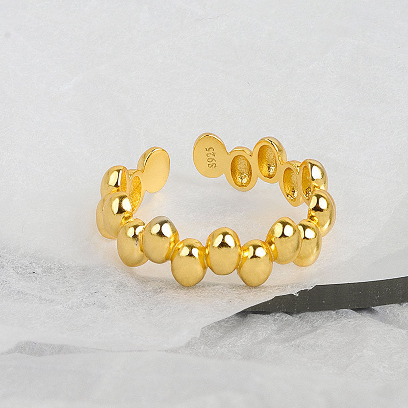 Women Geometric Oval Ring Adjustable Copper Ring Inlaid Glass Electroplated Platinum and GoldIndividuallyPacked