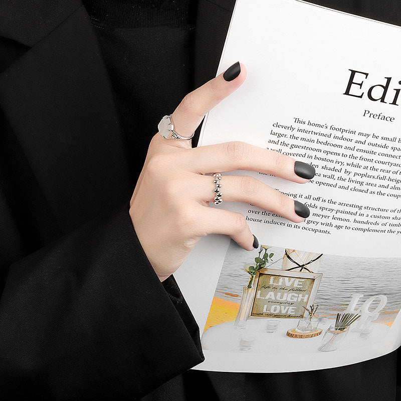 Women Geometric Oval Ring Adjustable Copper Ring Inlaid Glass Electroplated Platinum and GoldIndividuallyPacked