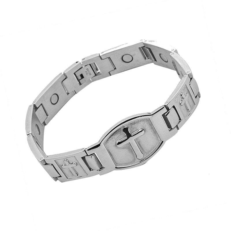 Mens Womens Copper Magnetic Cross Totem Bracelet Religious Jewelry Gift for Men Women Anniversary Opening Ceremony