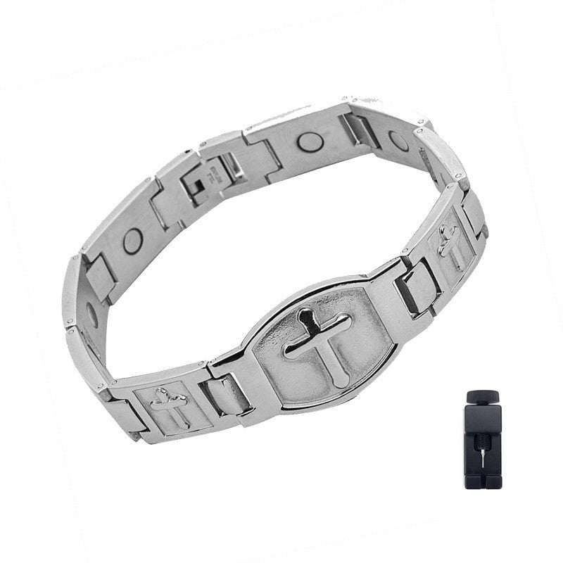 Mens Womens Copper Magnetic Cross Totem Bracelet Religious Jewelry Gift for Men Women Anniversary Opening Ceremony