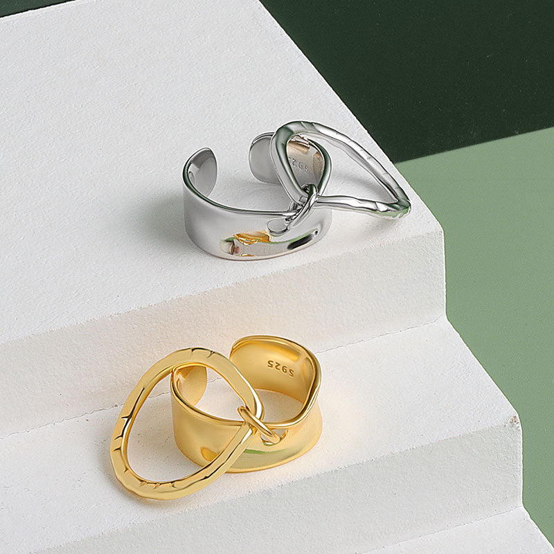 Copper Ring For Women Irregular Glossy Finish Electroplated Simple French Design Fashion Ring Elegant Accessory