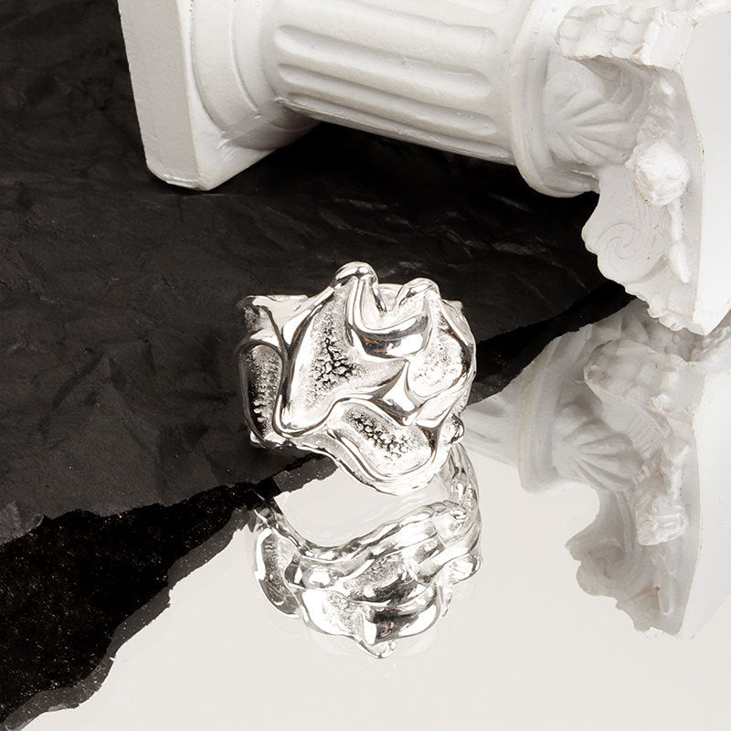 Womens Adjustable Open Ring With Irregular Bump Texture Copper Geometric Design Electroplated Fashion Ring Ring