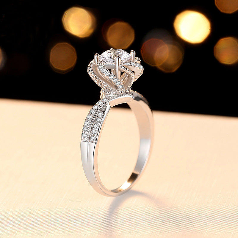 Six Prongs One Carat Bouquet Moissanite Ring For Women Fashion Jewelry Sparkling Elegant Everyday Accessory Gift Idea