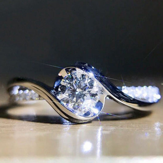 Heart Shape Alloy Engagement Ring With Sparkling Diamond Shine Simple Band For Special Occasions Gift For Hers