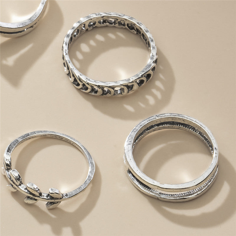 Unisex Finger Rings Set Retro Joint Knuckle Rings With Artificial Gems Electroplated Metal Finish Bundle For Men