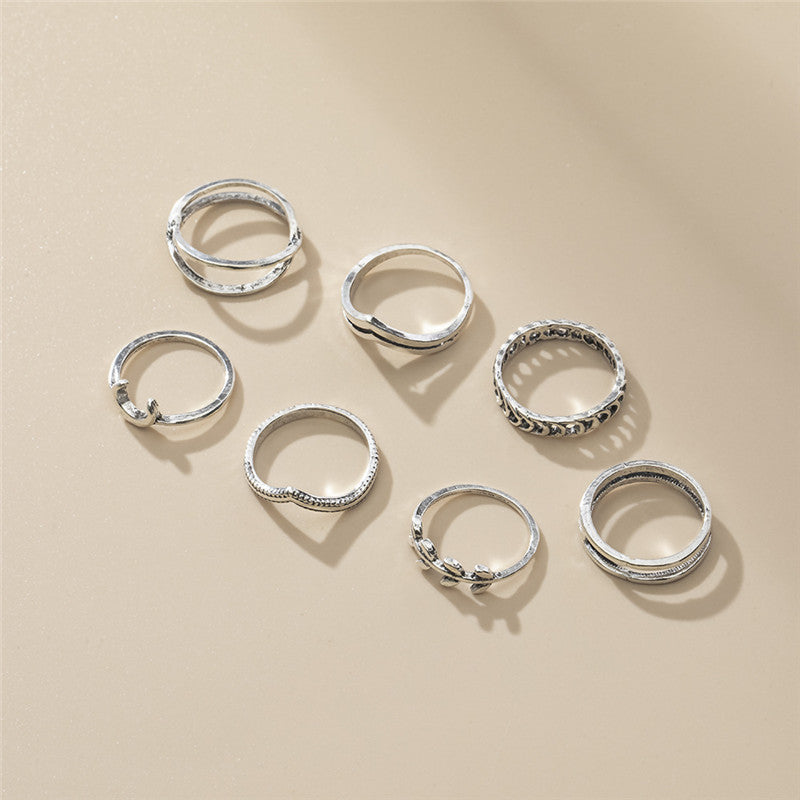 Unisex Finger Rings Set Retro Joint Knuckle Rings With Artificial Gems Electroplated Metal Finish Bundle For Men