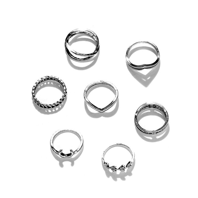 Unisex Finger Rings Set Retro Joint Knuckle Rings With Artificial Gems Electroplated Metal Finish Bundle For Men
