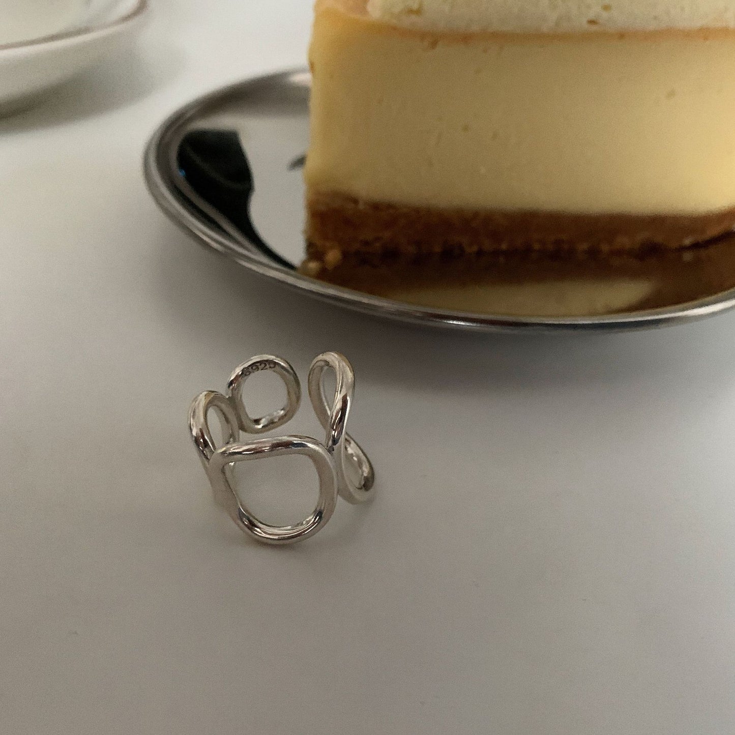 Womens Silver Geometric Wide Band Ring Adjustable Korean Style Gift For Holidays And Everyday Wear Gift For Me