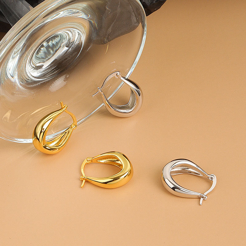 Geometric Stud Earrings With Inlaid Gemstones White Gold Finish Individually Packed Ready Womens Jewelry Gift