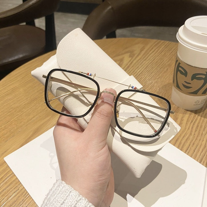 Radiation Protection Glasses Metal Half Frame Double Beam Eyewear Personality Glasses Black Gold Frame Comfort